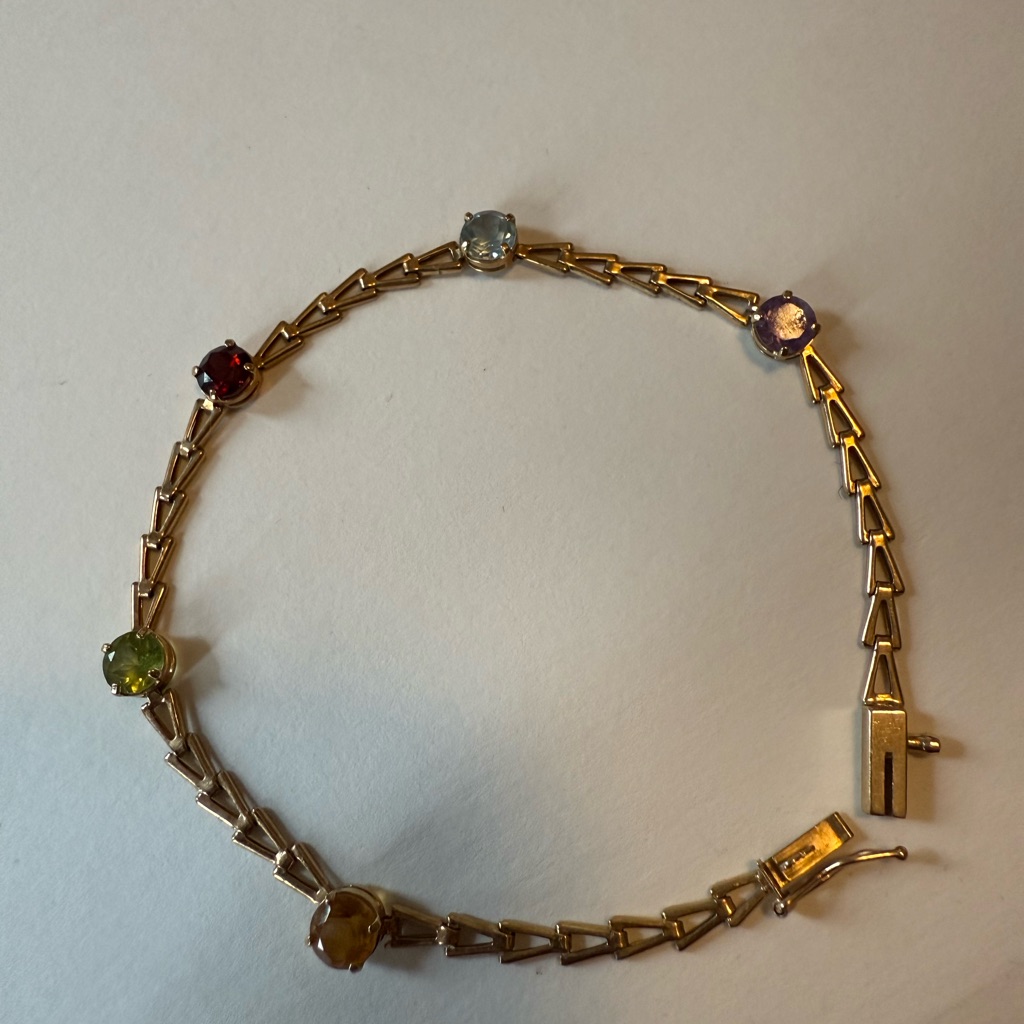 This Elegant 14kt Multi-Color Gemstone Bracelet Is Beautiful